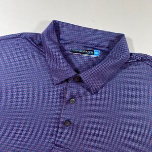 Roundtree & Yorke Performance Polo Shirt Men XXL Blue Red Micro Houndstooth W206